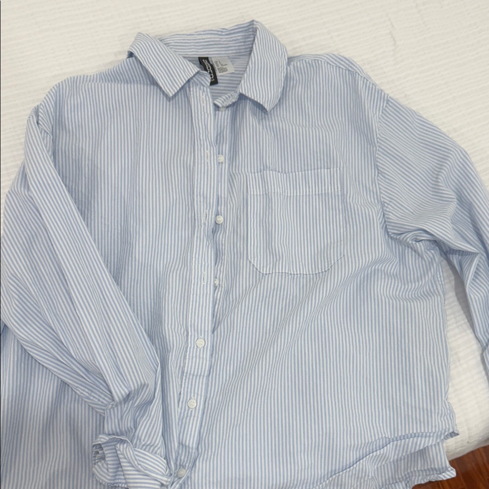 H&M Light Blue Striped Casual Shirt